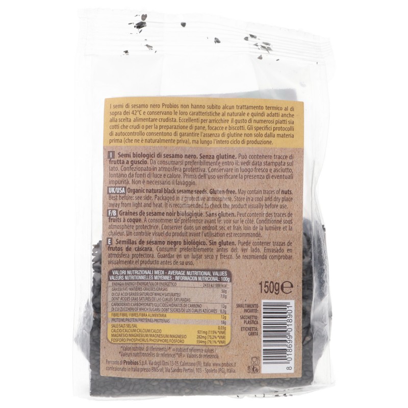 Semi di sesamo nero biologico