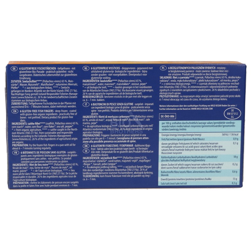 BASTONCINI PESCE SENZA GLUTUTINE 180G WILD