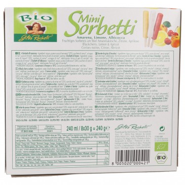 MINI SORBETTI FRUTTA STECCO BIOLOGICI S/GLUT 8X30G RACHELLI MINI SORBETTI FRUTTA STECCO BIOLOGICI S/GLUT 8X30G RACHELLI