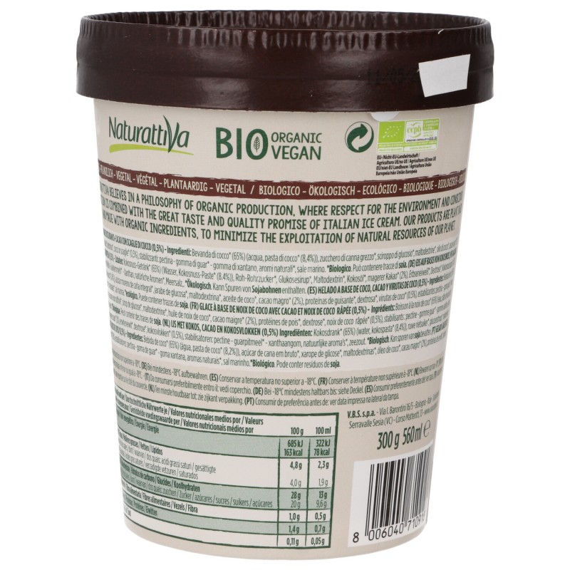 GELATO COCCO CACAO VEGAN SENZ/GLUT 300GR NATUR.