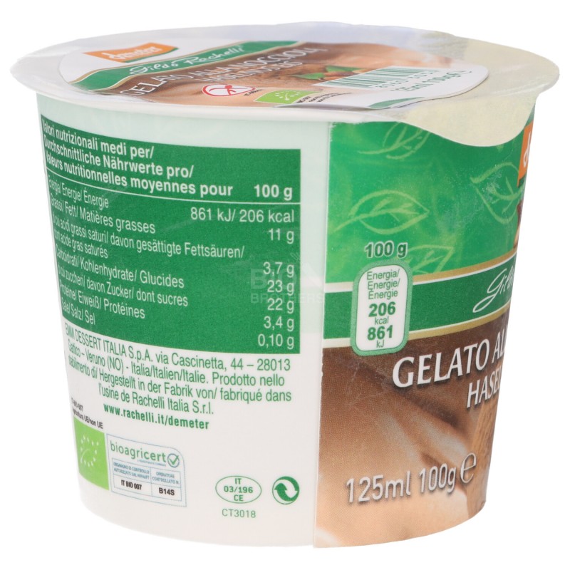 GELATO NOCCIOLA BIOLOGICO DEMETER 100GR RAGHELLI