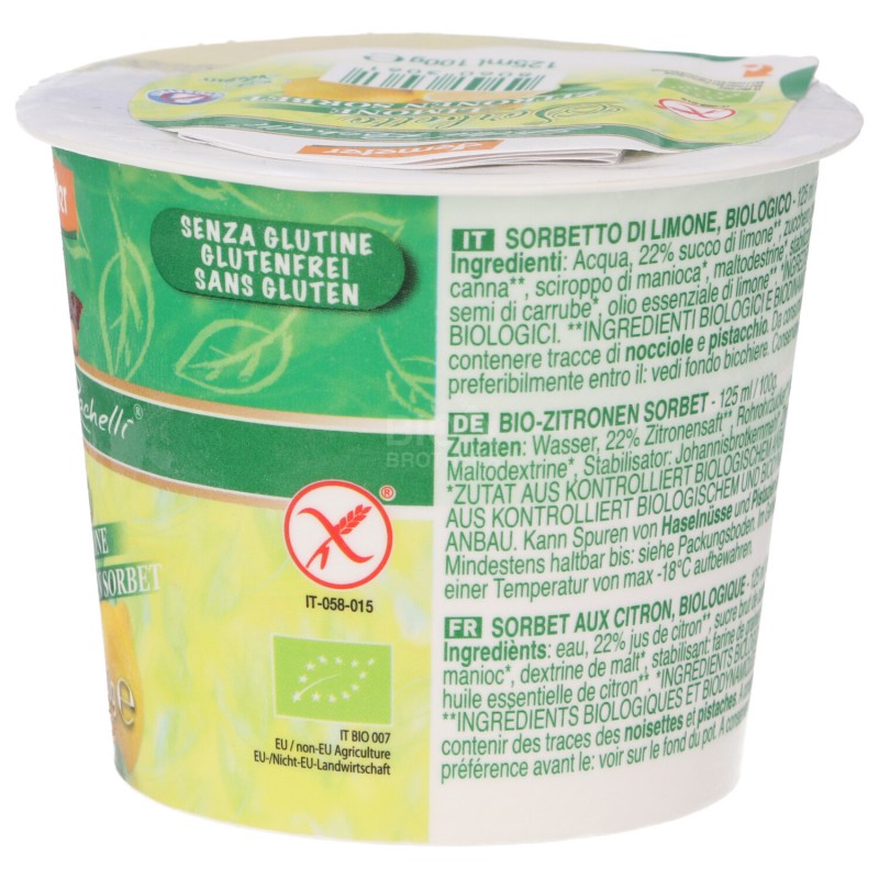 SORBETTO LIMONE BIOLOGICO SENZ/GLUT 100GR RACHELLI