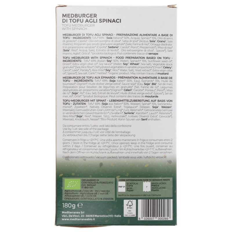 MEDBURGER SPINACI 180G MEDITERR.