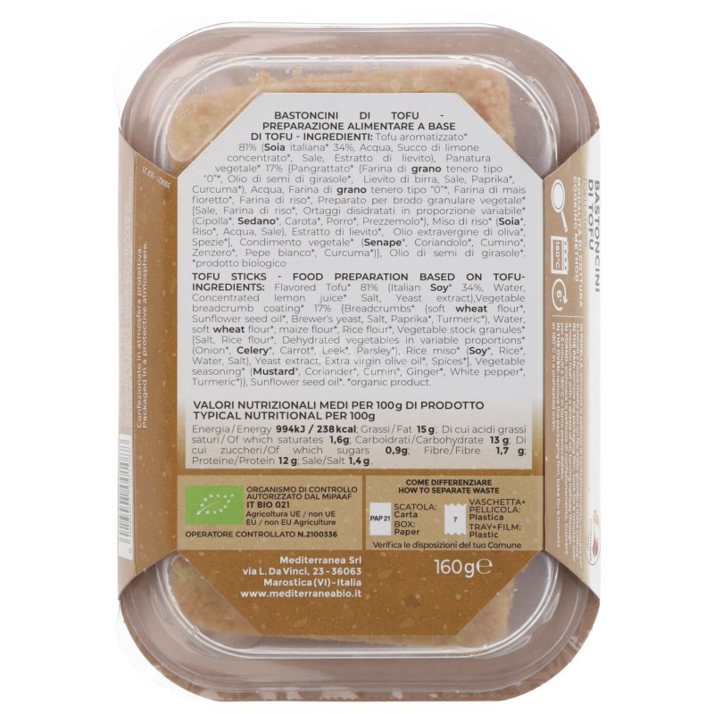 BASTONCINI DI TOFU 160G MEDITERR.
