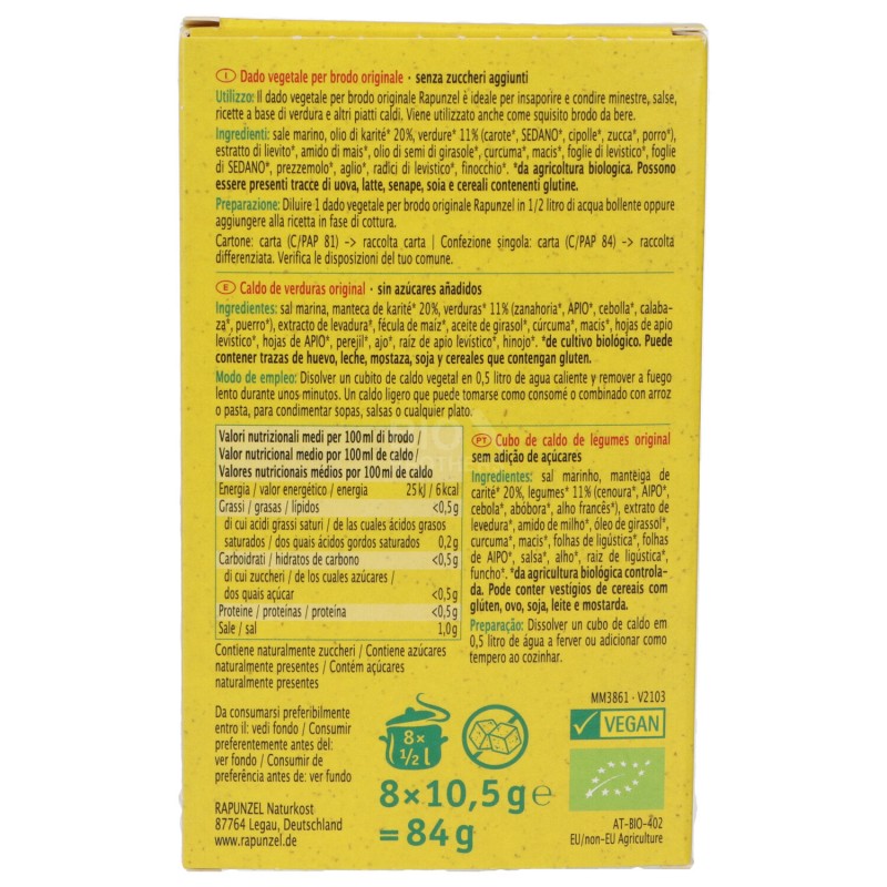 DADO VEG. C/SALE 84GR RAPUNZEL