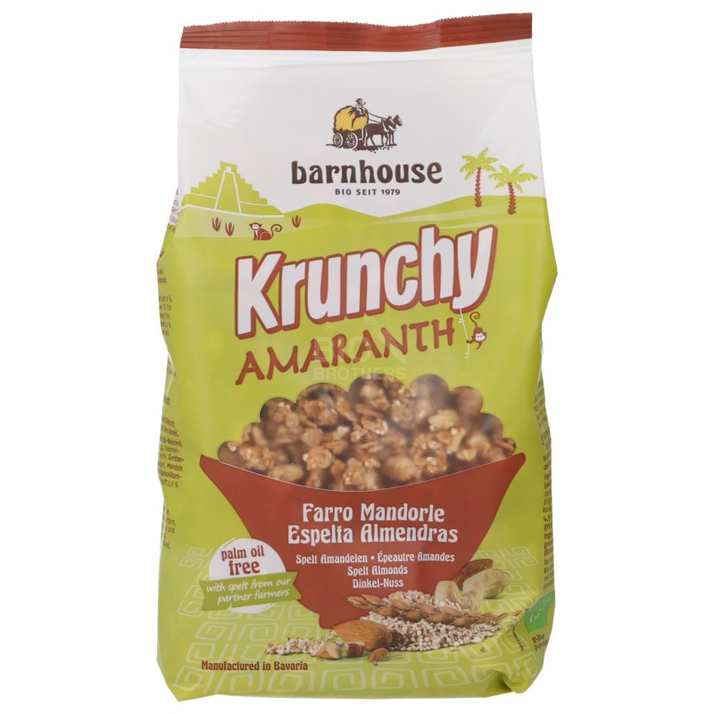 Kunchy granola di farro con mandorle e amaranto