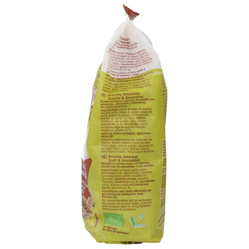 Kunchy granola di farro con mandorle e amaranto