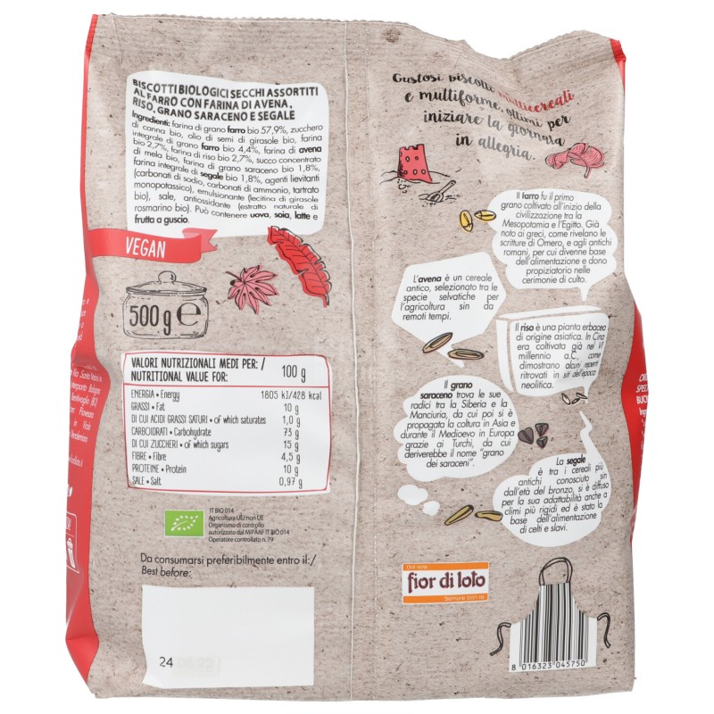 BISCOTTI VARIE' MULTICEREALI BIO VEGAN 500G FIOR DI LOTO