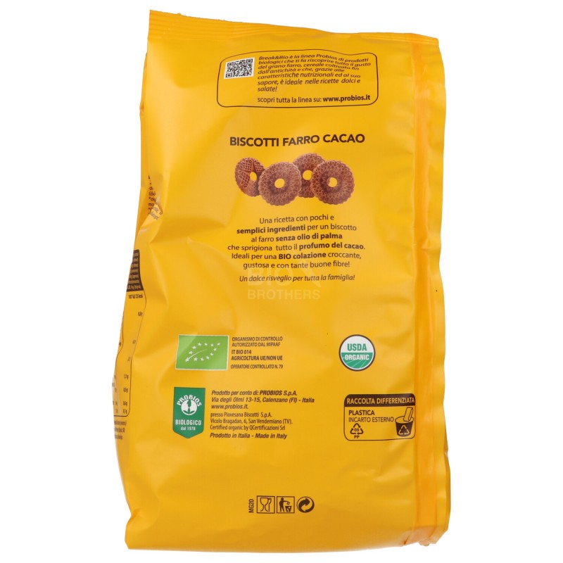 BISC. FARRO CACAO 350GR BREAK&BIO