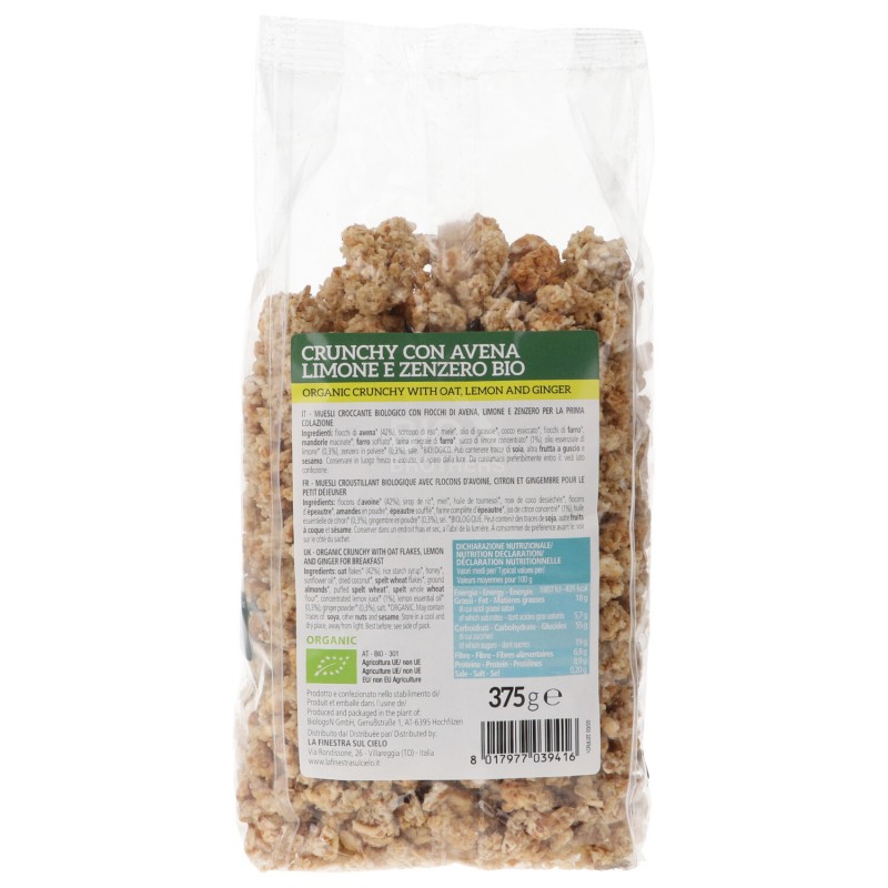 Crunchy con avena limone e zenzero bio