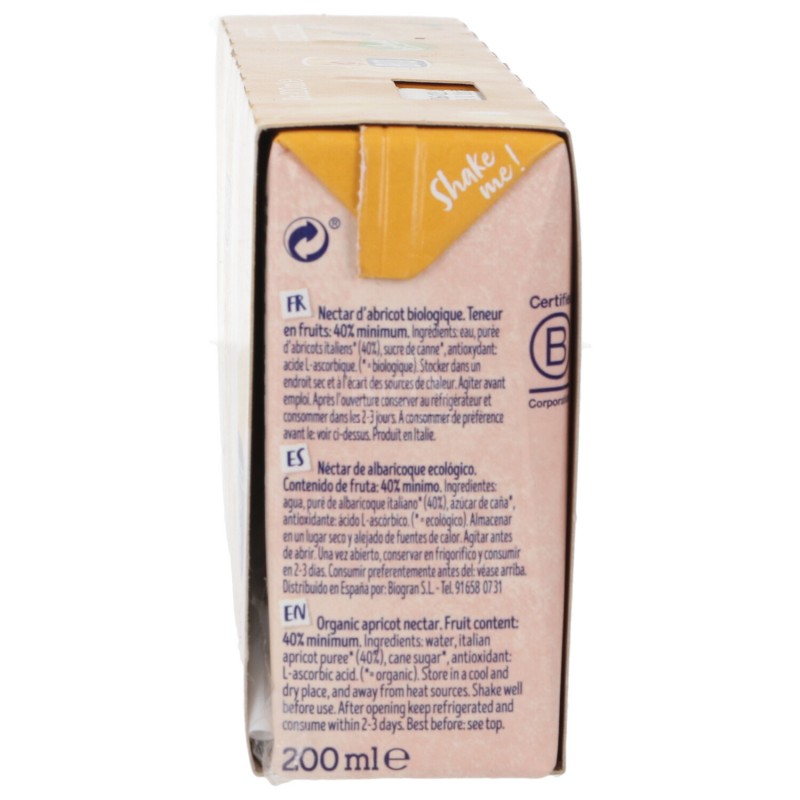 Nettare di Albicocca Biologica 3 brick con cannuccia