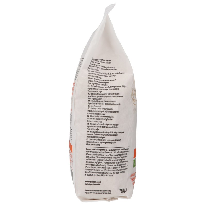 Sedani bio pasta bianca di semola di grano duro