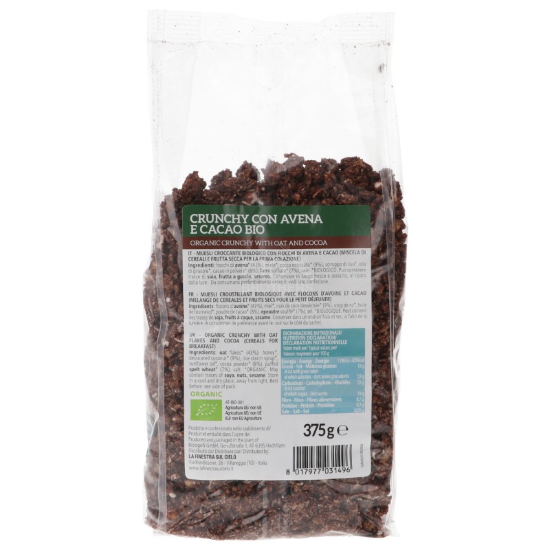 Crunchy avena e cacao bio