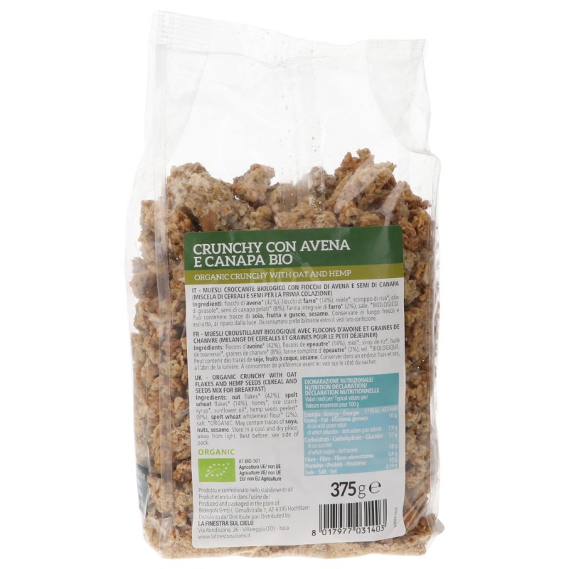 Crunchy bio con avena e canapa