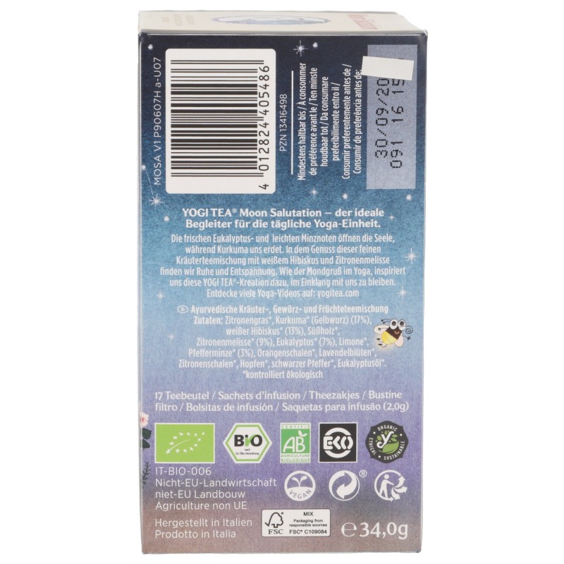 Moon Salutation, infuso ayurvedico Bio in filtri con Eucalipto, Ibisco bianco e Agrumi