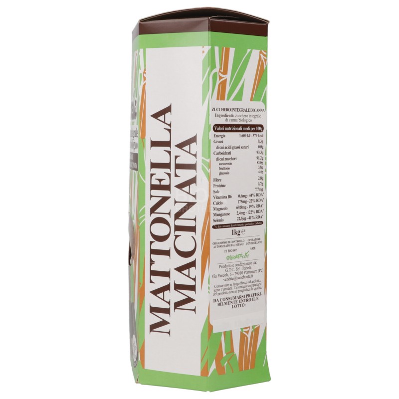 PANELA DELICATA ZUCCHERO DI CANNA SCURO BIOLOGICO 1KG PANELA