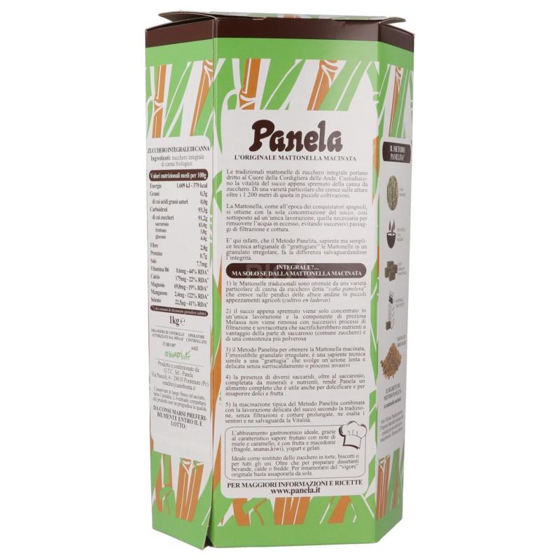 PANELA DELICATA ZUCCHERO DI CANNA SCURO BIOLOGICO 1KG PANELA