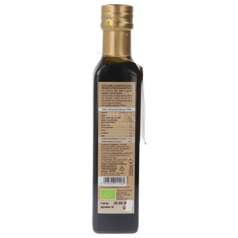 OLIO DI SEMI DI CANAPA BIO DA FRIGO 250ML BAULE