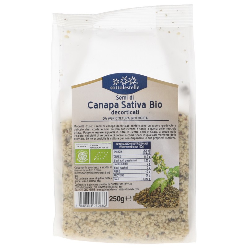 SEMI DI CANAPA DECORTICATI BIO 250GR SOTTOLESTELLE