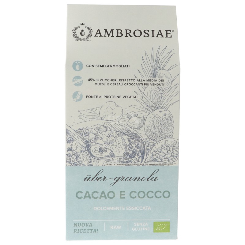 Uber-granola cacao e cocco colazione raw