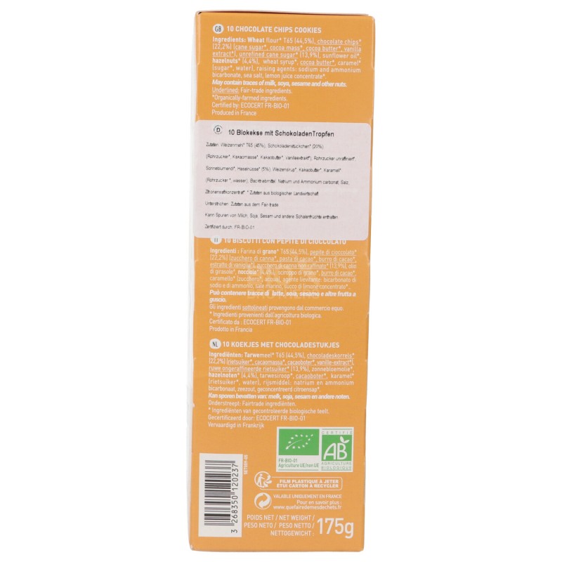COOKIES PETITE BISCOTTI CIOCCOLATO BIO 5X35G PIVERT