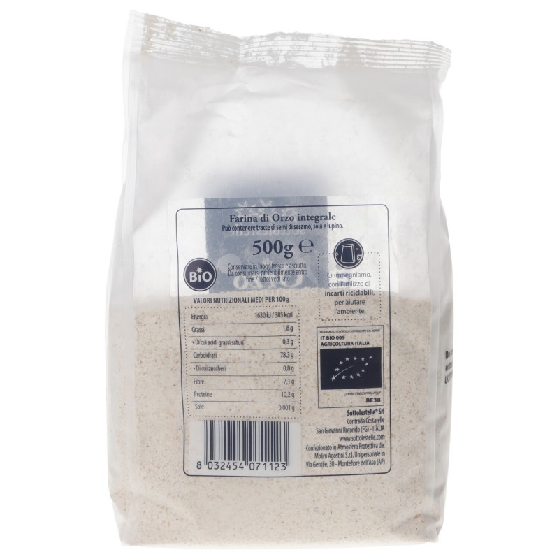 FARINA ORZO INTEGRALE BIO 500GR SOTTOLESTELLE