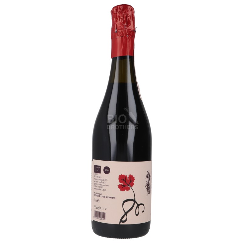 VINO LAMBRUSCO ROSSO FRIZZANTE BIOLOGICO VEGAN SENZA SOLFITI 750ML FOLICELLO