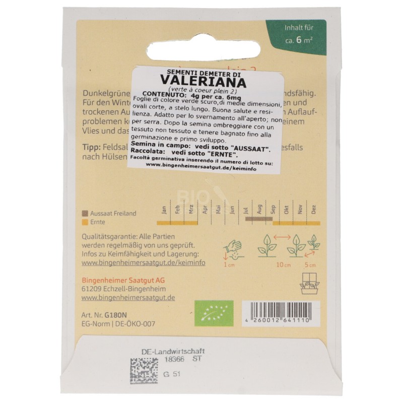 VALERIANA VERT A'COEUR PLEIN SEMI DEMETER 4G