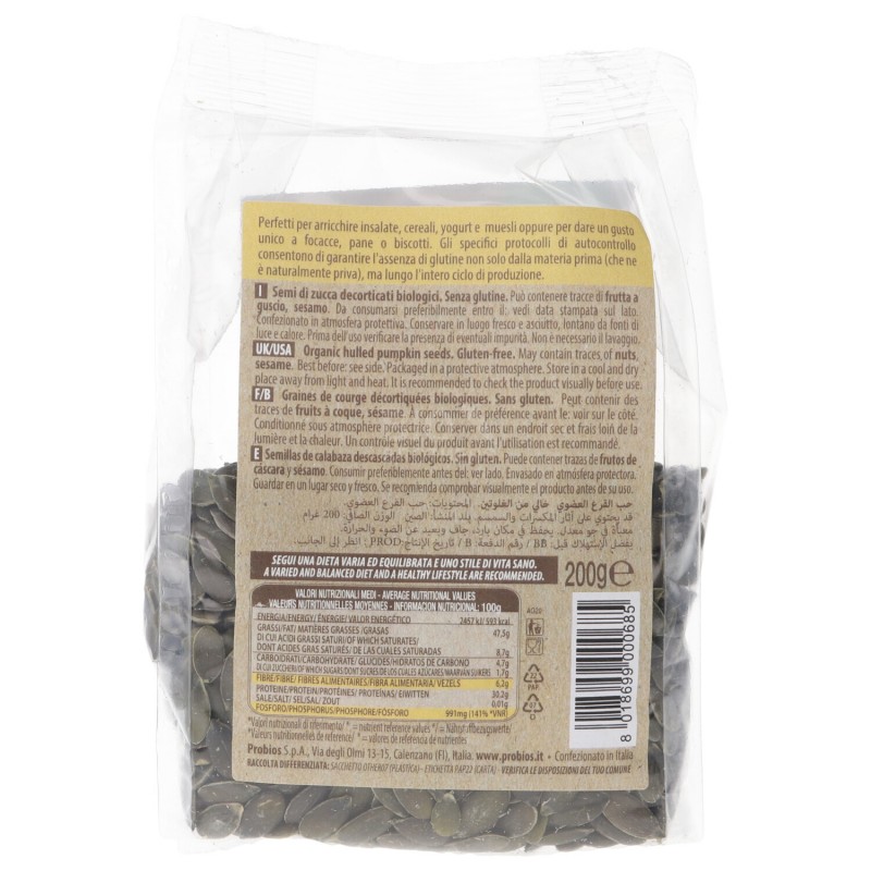 Semi di zucca bio senza glutine