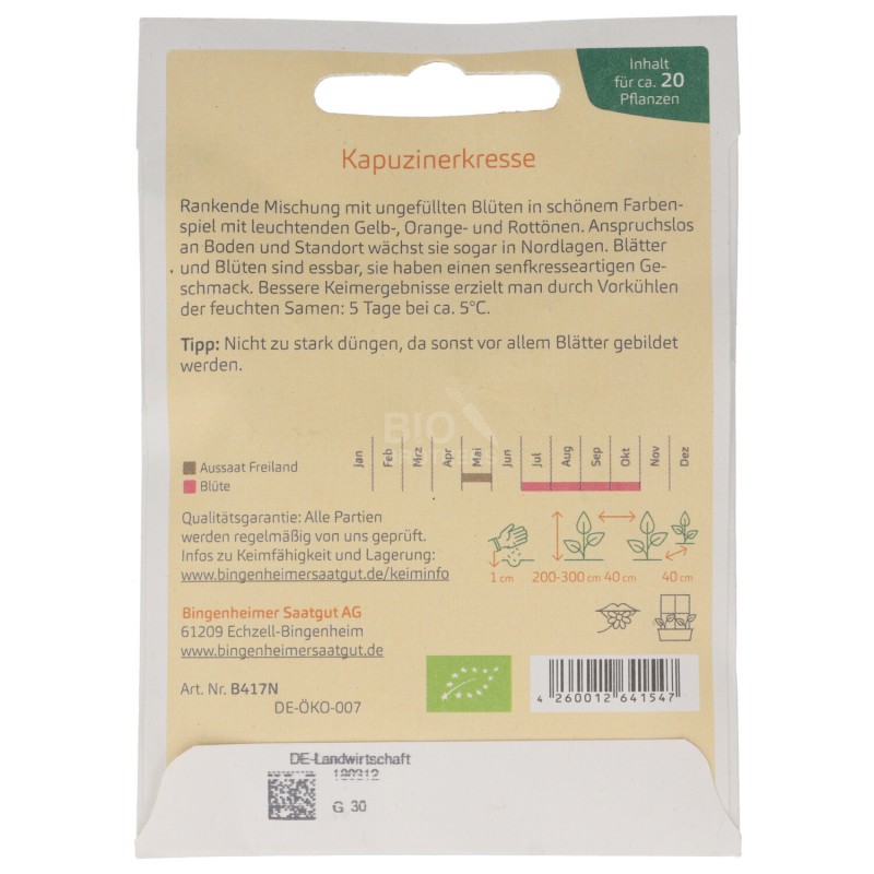 NASTURZIO SEMENTI DEMETER BUSTINA 23/20 SEMI