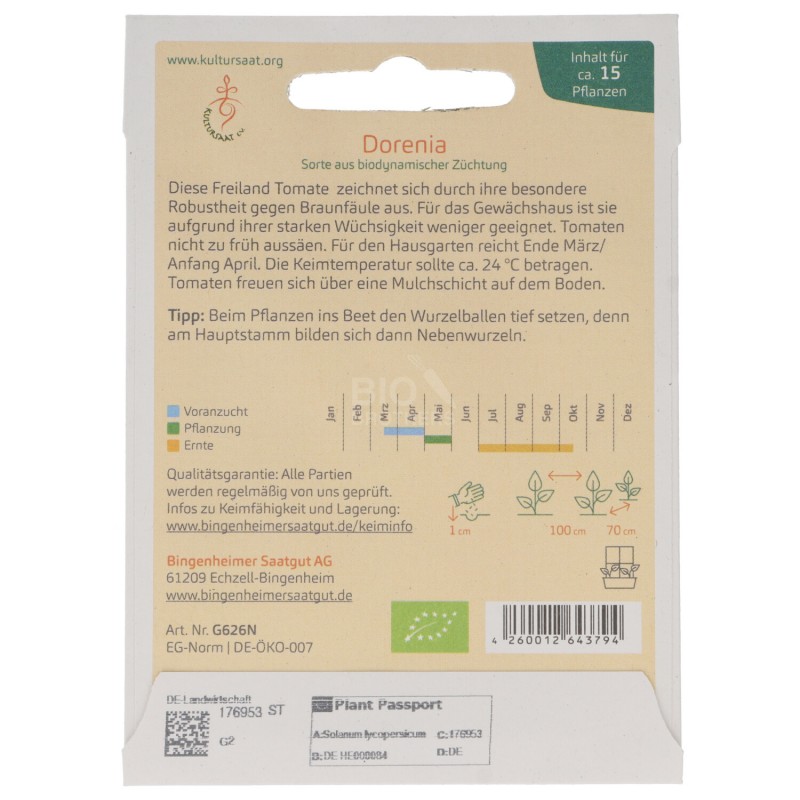 POMODORO DORENIA SEMENTI DEMETER BIOVERITA 22 SEMI