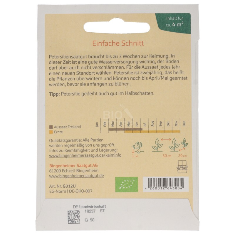 PREZZEMOLO LISCIO SEMENTI BIO BUSTINA 1G