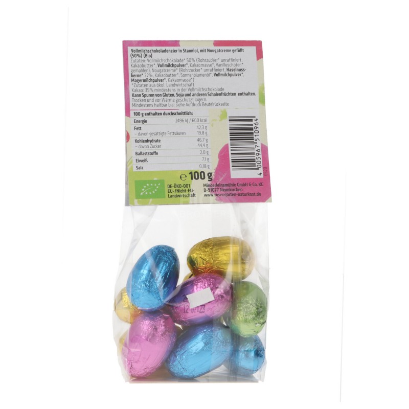 OVETTI DI CIOCCOLATO NOUGAT BIO 100G ROSENGARTEN