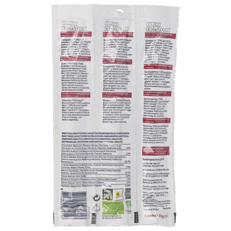 CHEWING SNACK BIOLOGICO PER CANI 33GR YARRAH