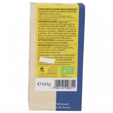 CURCUMA LATTE-ZENZERO POLVERE BIO 60GR SONNENTOR CURCUMA LATTE-ZENZERO POLVERE BIO 60GR SONNENTOR
