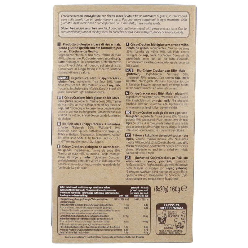 Crispy Crackers Riso e Mais Bio senza glutine