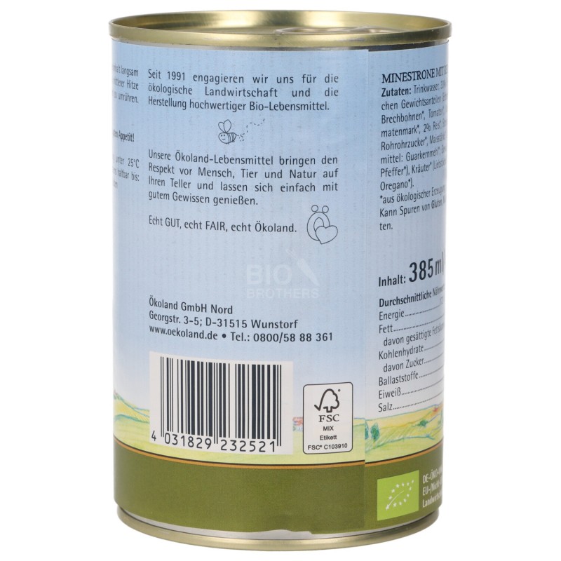 MINESTRONE CON RISO VEG. BIO 400ML OKOLAND