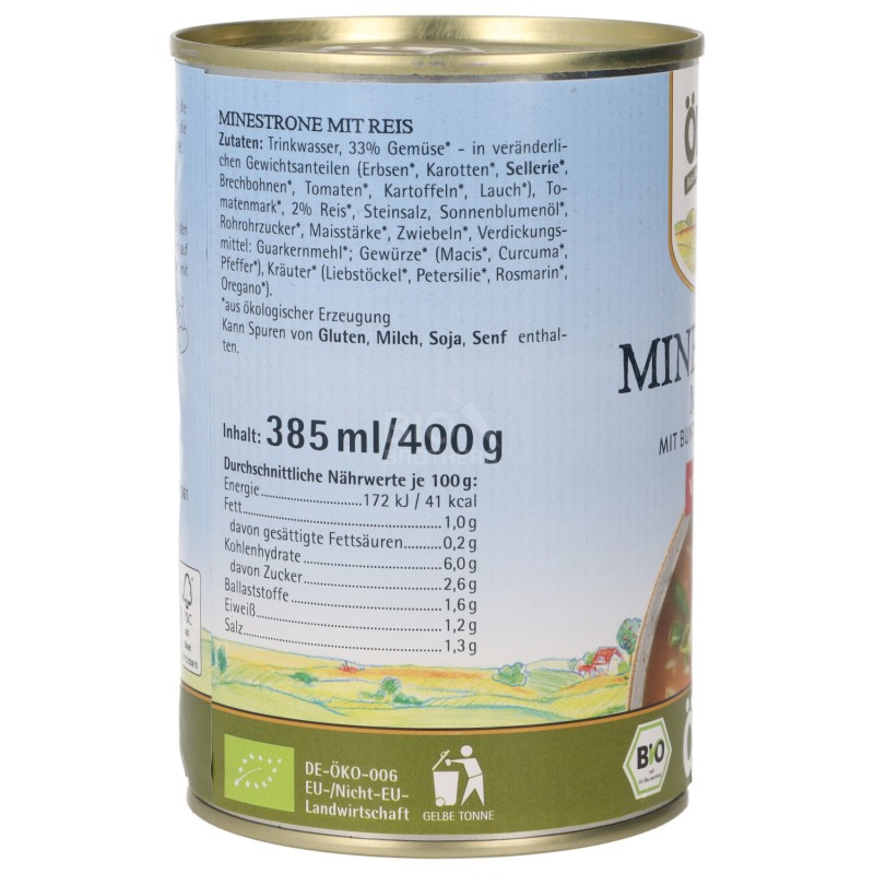 MINESTRONE CON RISO VEG. BIO 400ML OKOLAND