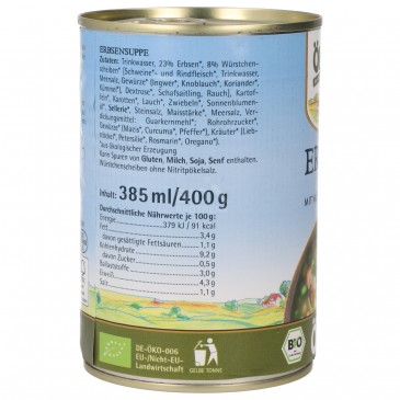ZUPPA DI PISELLI CON CARNE BIO 400G OKOLAND ZUPPA DI PISELLI CON CARNE BIO 400G OKOLAND