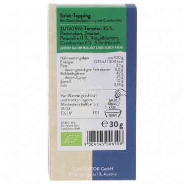 TOPPING PER INSALATA BIO SPEZIE 30G SNN TOPPING PER INSALATA BIO SPEZIE 30G SNN