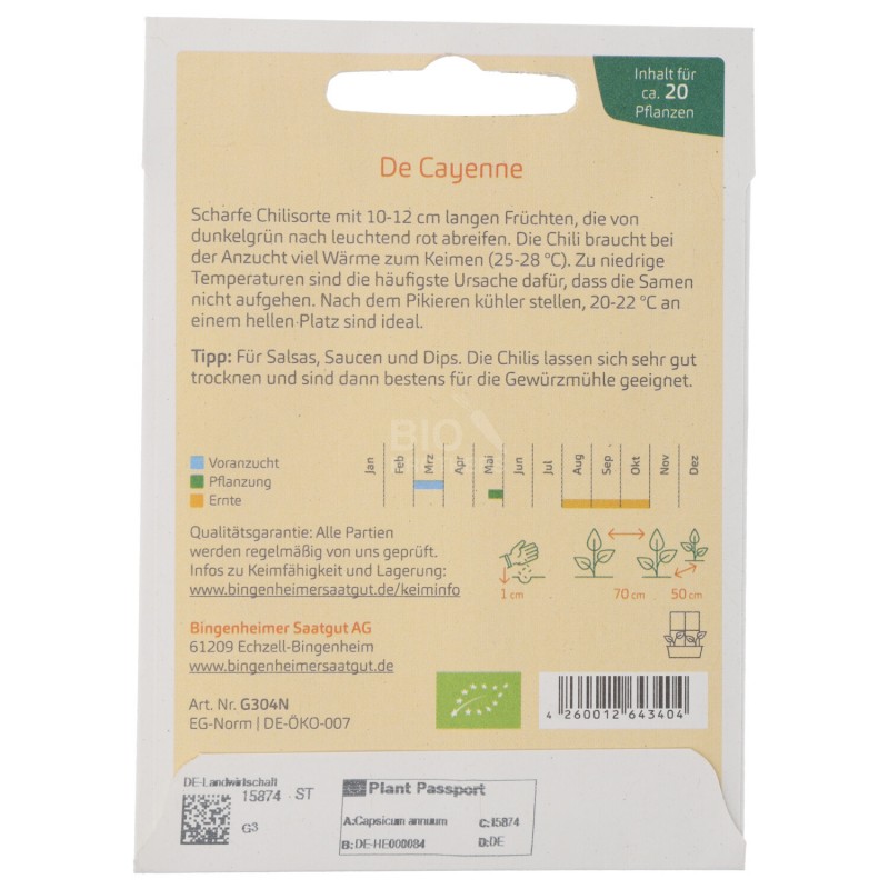 SEMENTI PEPERONCINO CAYENNA DEMETER PER L'ORTO BUSTINA