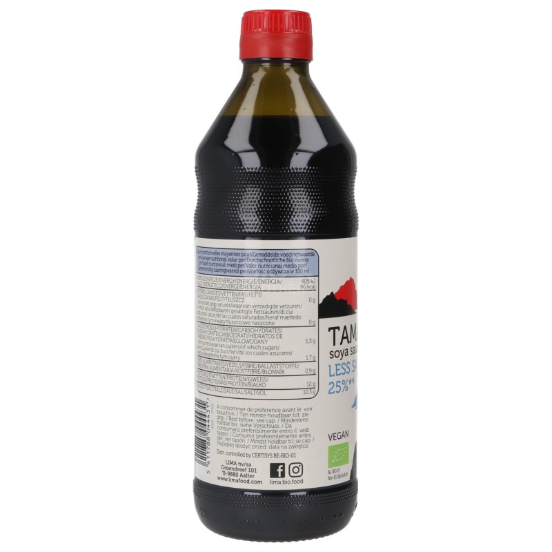 TAMARI LESS SALT 25% 500ML LIMA