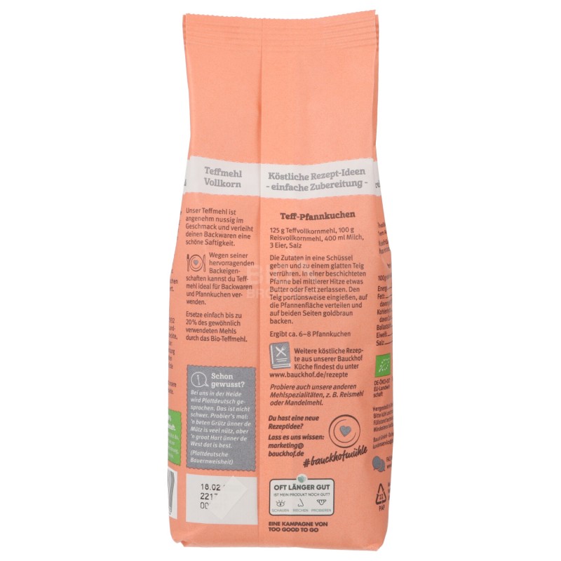 FARINA DI TEFF INTEGRALE SENZ.GLUT. BIO 400G BAUCK FARINA DI TEFF INTEGRALE SENZ.GLUT. BIO 400G BAUCK