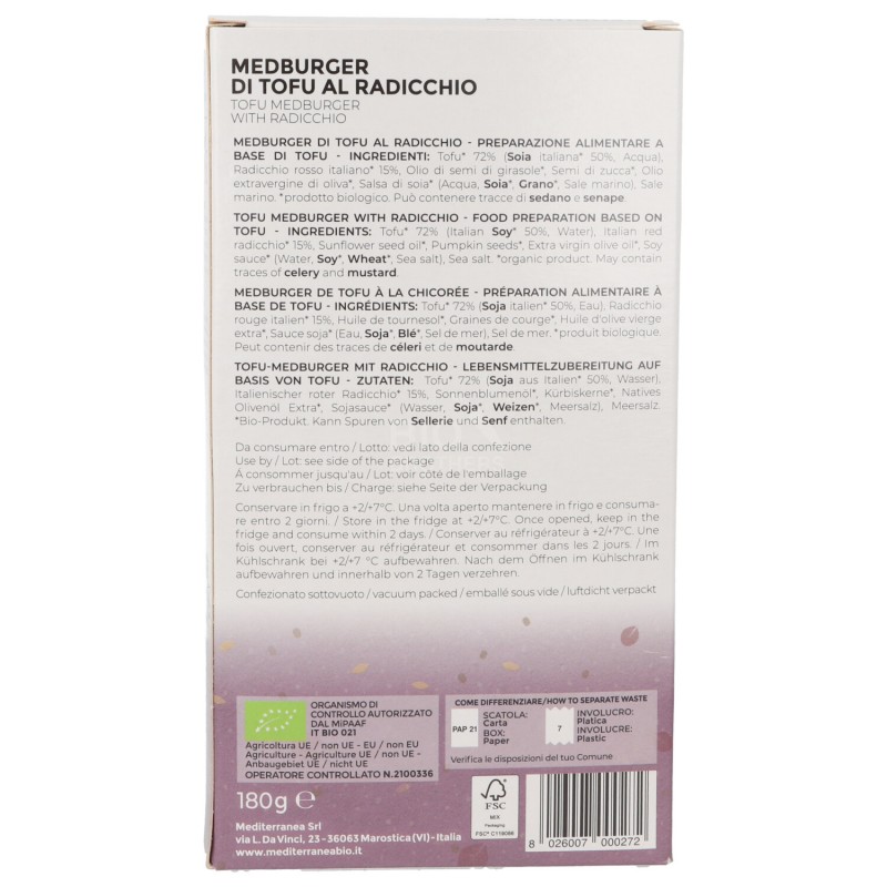 MedBurger di Tofu con Radicchio Bio Vegan