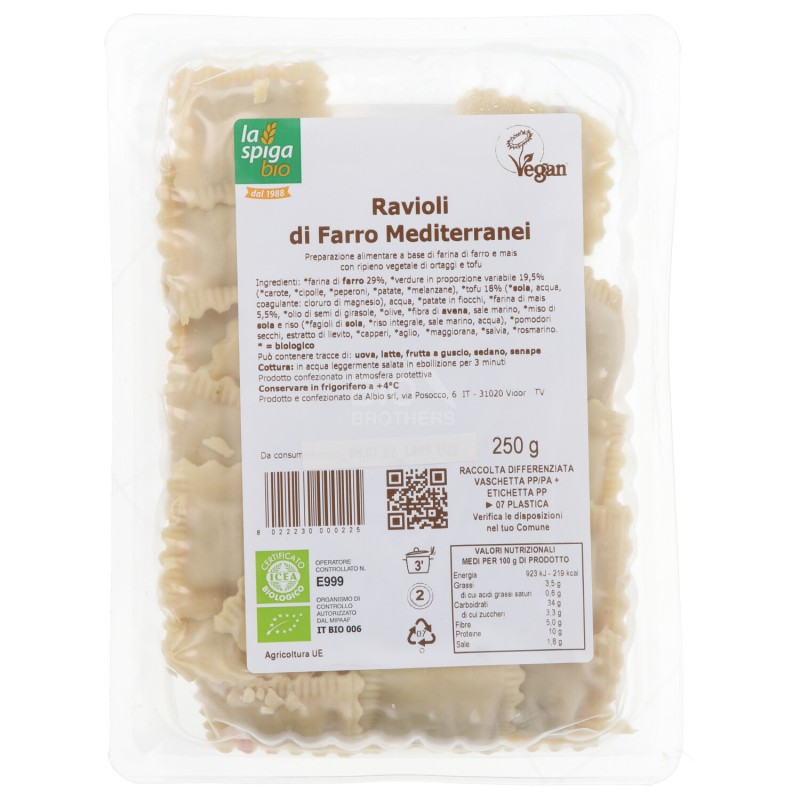 RAVIOLI DI FARRO BIO VEGETALI 250GR LA SPIGA