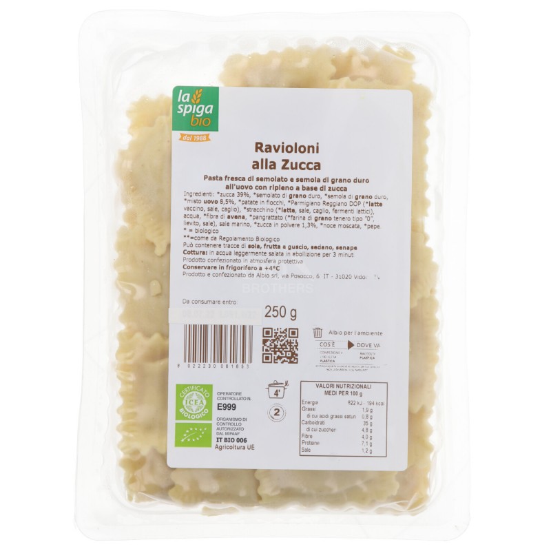 RAVIOLONI ALLA ZUCCA BIO 250G SPIGA