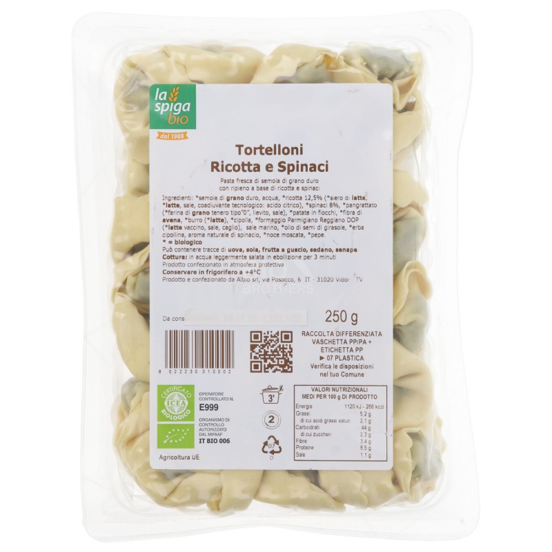 TORTELLONI RICOTTA E SPINACI BIO 250G SPIGA