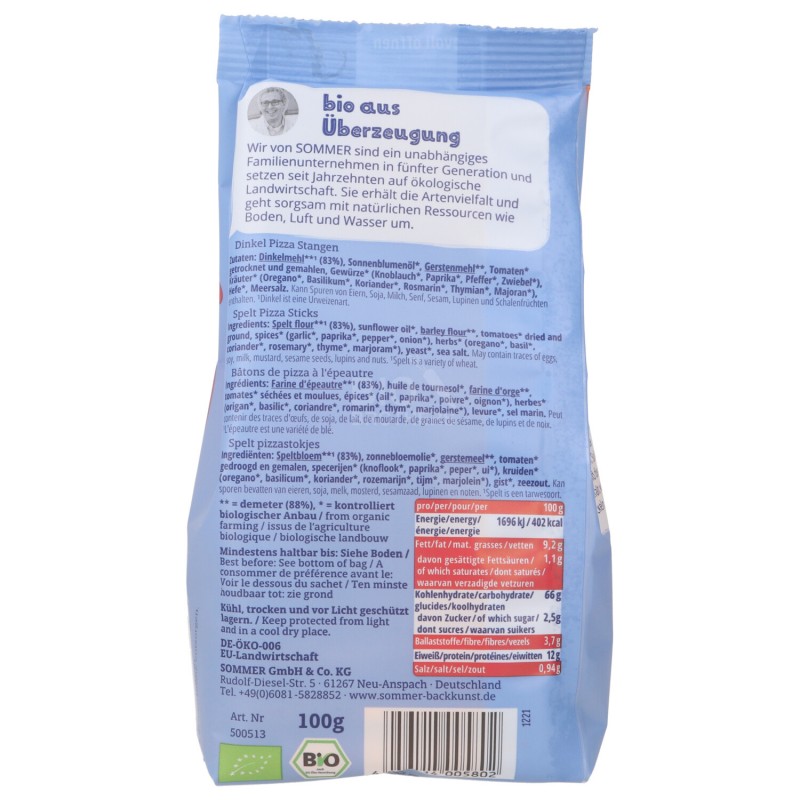 Bastoncini gusto Pizza-party al Farro Kinder bio demeter