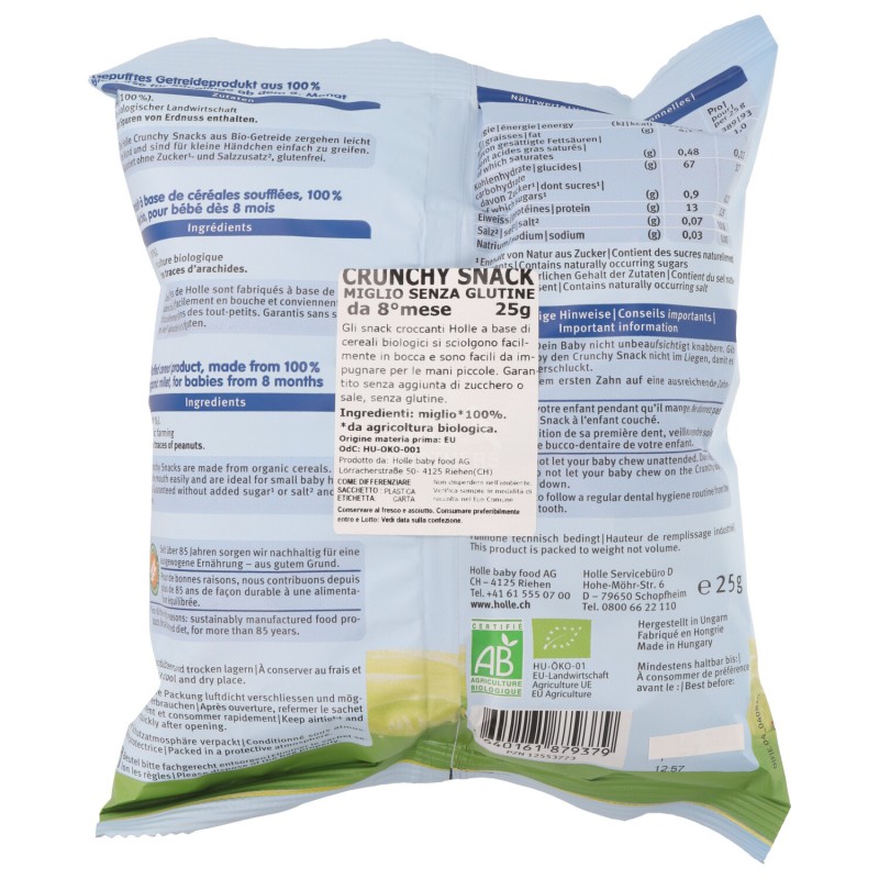 Crunchy Snack 100% Miglio Senza Glutine da 8°mese