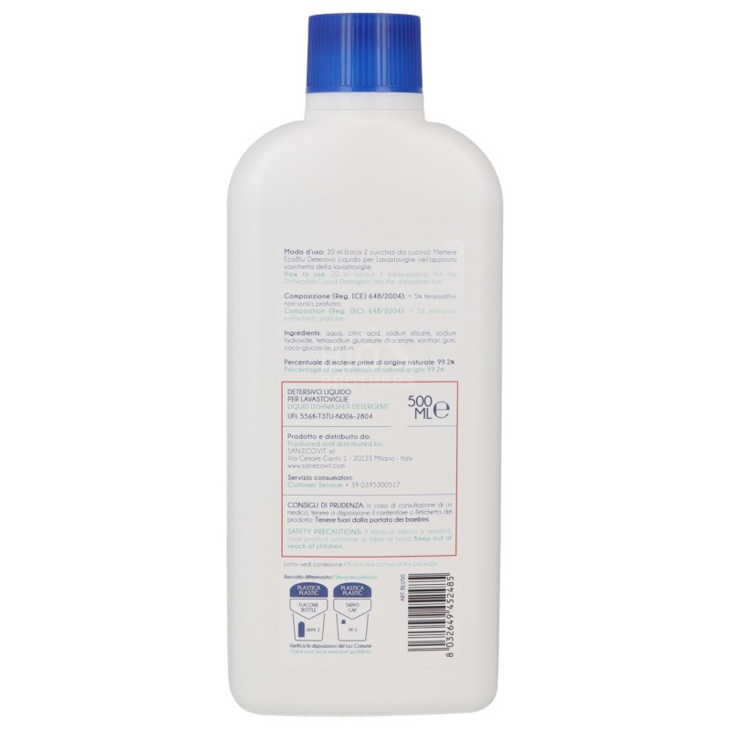 DETERSIVO PER LAVASTOVIGLIE LIQUIDO AL LIME 500ML ECOBLU